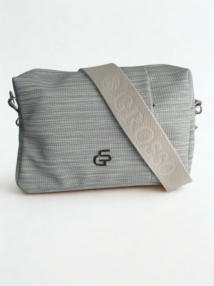 Šedá crossbody kabelka s 3 kapsičkami na zips Grosso 26x18x9