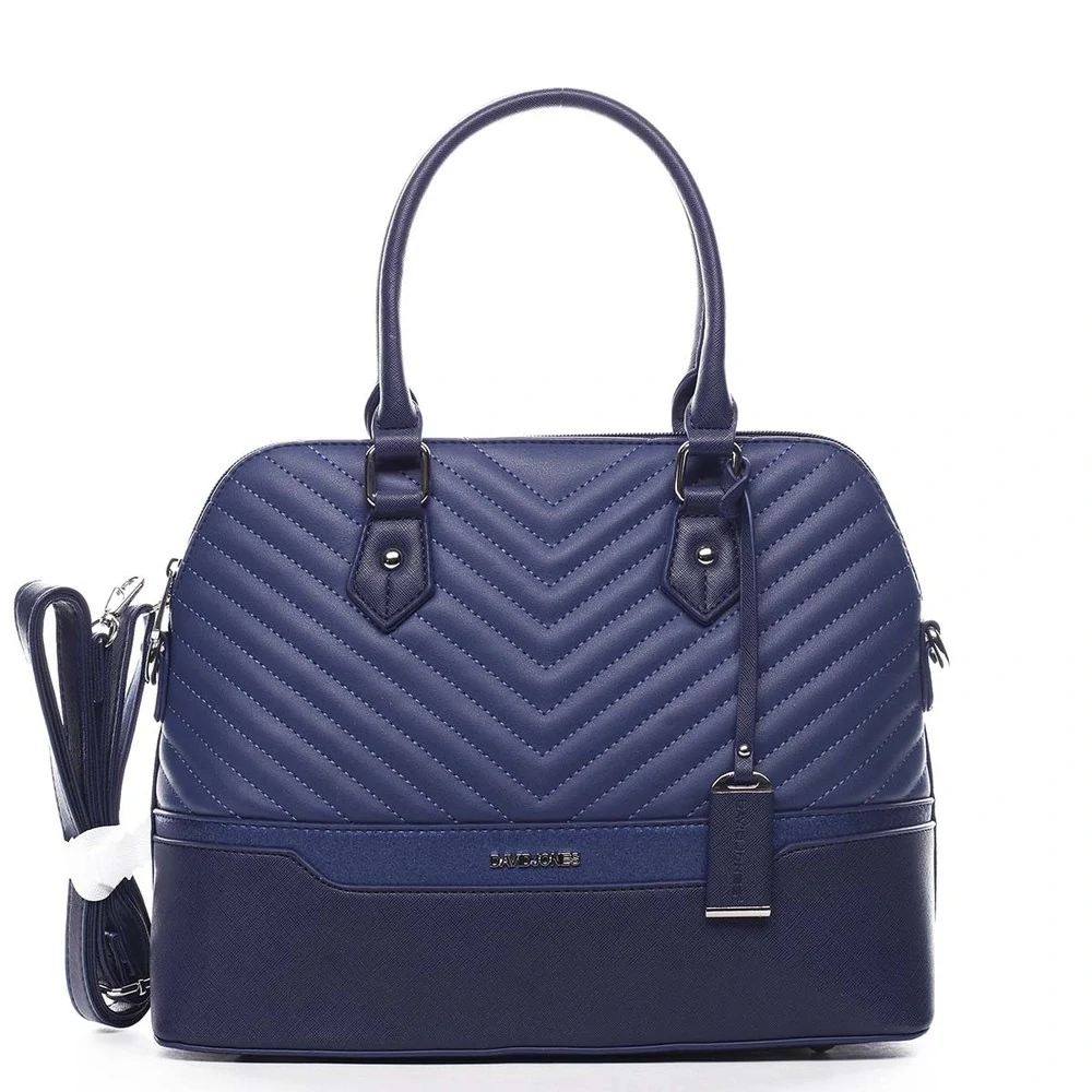 Modrá elegantná prešívaná crossbody kabelka do ruky David Jones 34x26x13