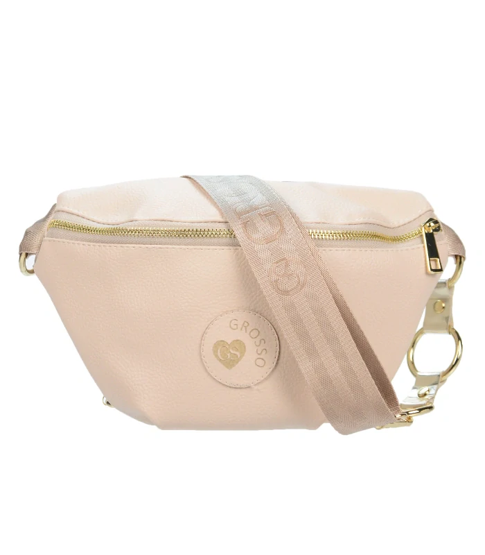 Malá béžová crossbody kabelka/ľadvinka GROSSO 28x16x10