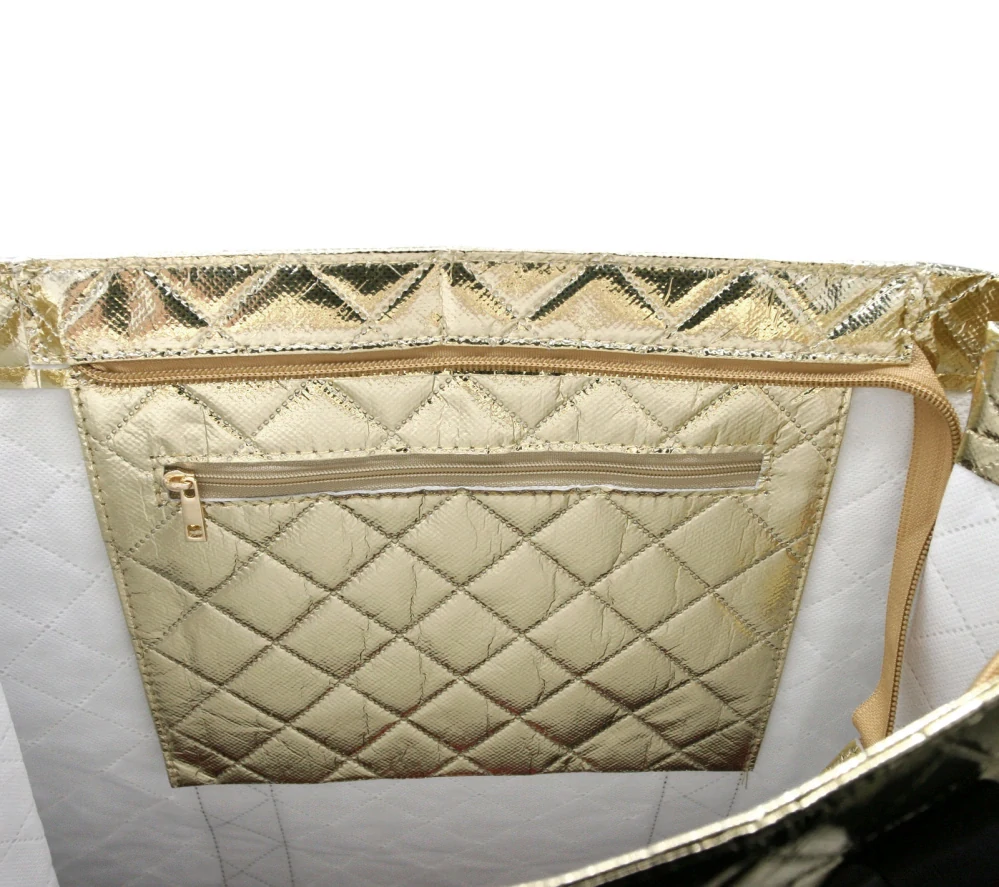 Veľká zlatá jednoduchá elegantná nákupná taška shopper bag Rovicky 42x41x16