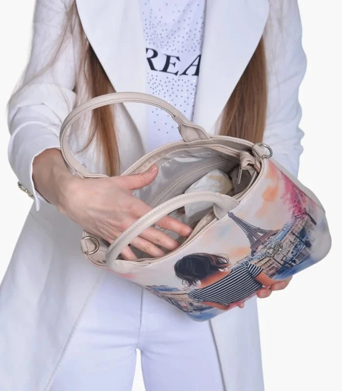 Béžová crossbody kabelka Grosso – Žena v Paríži 32x29x13 cm