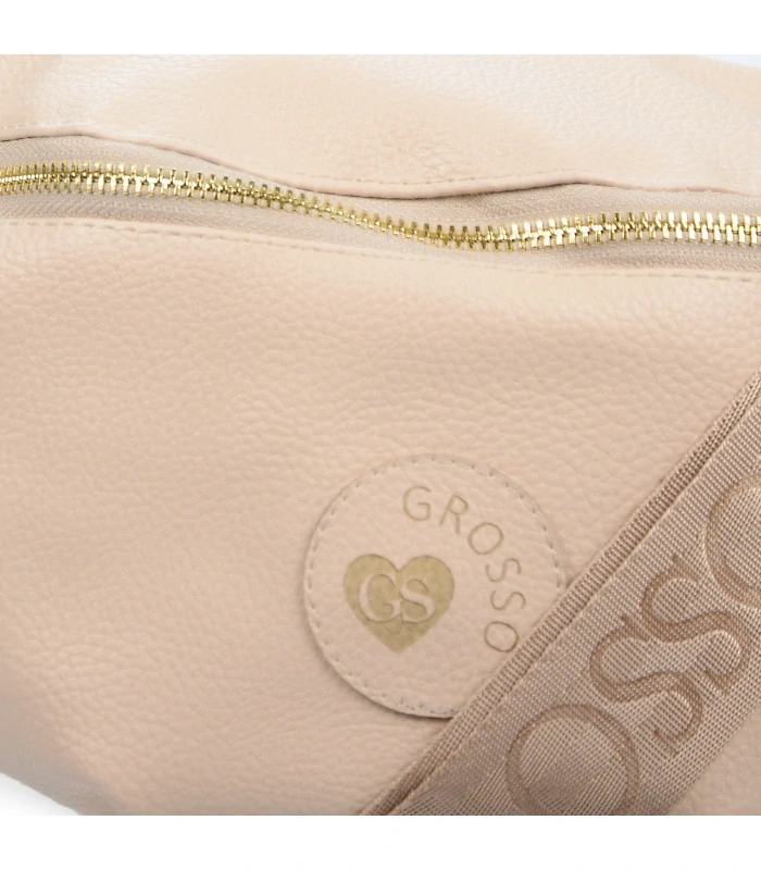 Malá béžová crossbody kabelka/ľadvinka GROSSO 28x16x10