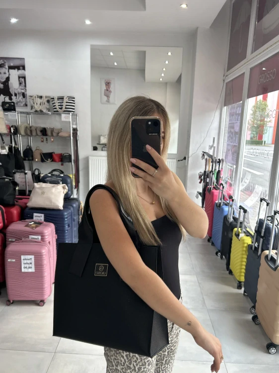 Väčšia čierna elegantná crossbody kabelka s rúčkami a kapsičkou Grosso 36x30x13