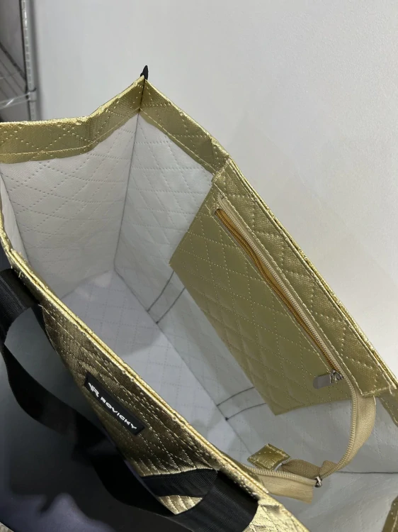 Veľká zlatá jednoduchá elegantná nákupná taška shopper bag Rovicky 42x41x16