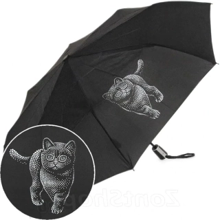 Fiber Magic Cats - dámsky plne automatický dáždnik Doppler s mačkou čierny 28cm