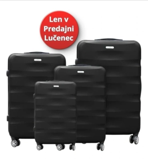 Set 4 čiernych cestovných kufrov Peterson z polykarbonátu ABS (Len v kamennej predajni)