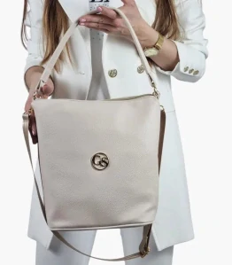 Béžová jednoduchá crossbody kabelka s kapsičkou na zips Grosso 29x29x13