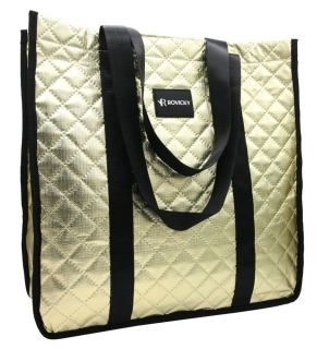 Veľká zlatá jednoduchá elegantná nákupná taška shopper bag Rovicky 42x41x16