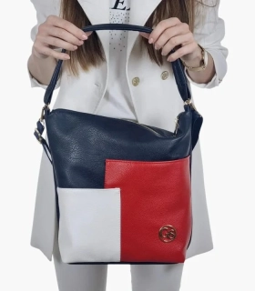 Prešívaná moderná červeno-bielo-modrá crossbody kabelka na plece Grosso 32x28x14